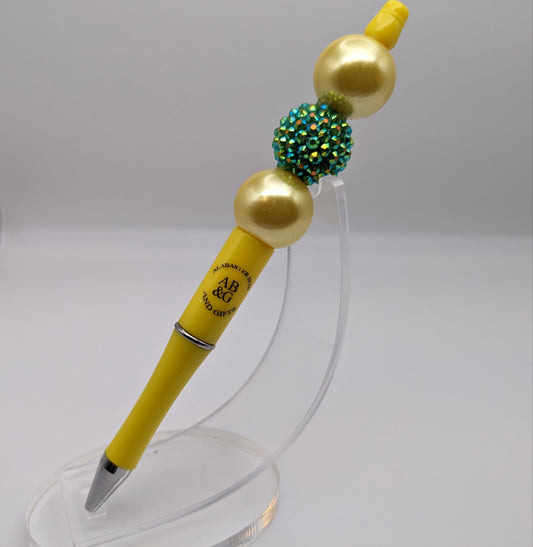 Designer Beaded Pens Yellow