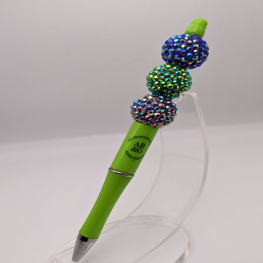   Green designer pen with Blue & Green beads