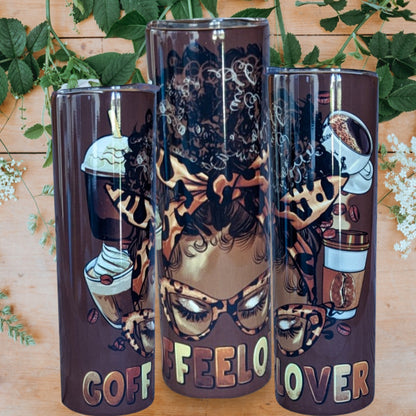20oz Stainless steel double walled tumbler. ( Coffee Lover).