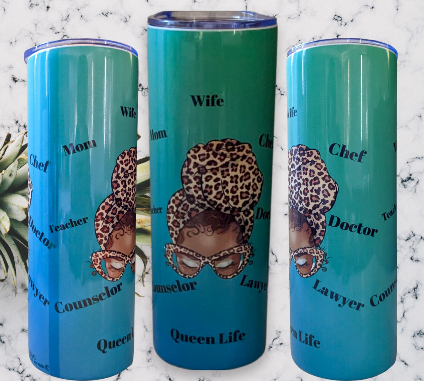 Teal & Blue Wife Tumbler - Woman are amazing they wear so many hats and wear them well